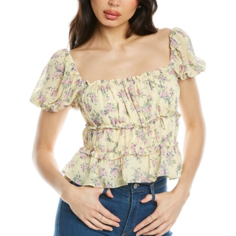 REVOLVE x ASTR the label medium off the shoulder top in yellow floral